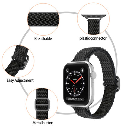 Wave Small Waist Nylon Watch Band For Apple Watch Ultra 49mm&Watch Ultra 2 49mm / Series 9&8&7 45mm / SE 3&SE 2&6&SE&5&4 44mm / 3&2&1 42mm(Blue White)-garmade.com