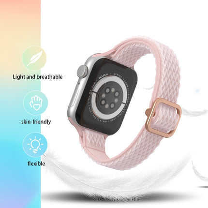 Wave Small Waist Nylon Watch Band For Apple Watch Ultra 49mm&Watch Ultra 2 49mm / Series 9&8&7 45mm / SE 3&SE 2&6&SE&5&4 44mm / 3&2&1 42mm(Starlight)-garmade.com