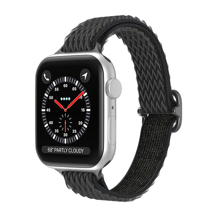 Wave Small Waist Nylon Watch Band For Apple Watch Series 9&8&7 41mm / SE 3&SE 2&6&SE&5&4 40mm / 3&2&1 38mm(Black)-garmade.com