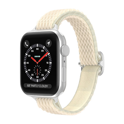 Wave Small Waist Nylon Watch Band For Apple Watch Series 9&8&7 41mm / SE 3&SE 2&6&SE&5&4 40mm / 3&2&1 38mm(Starlight)-garmade.com