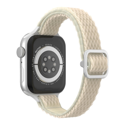 Wave Small Waist Nylon Watch Band For Apple Watch Series 9&8&7 41mm / SE 3&SE 2&6&SE&5&4 40mm / 3&2&1 38mm(Starlight)-garmade.com