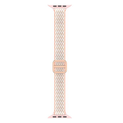 Wave Small Waist Nylon Watch Band For Apple Watch Series 9&8&7 41mm / SE 3&SE 2&6&SE&5&4 40mm / 3&2&1 38mm(Pink)-garmade.com