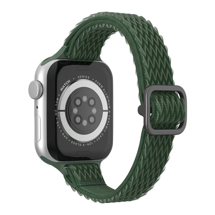 Wave Small Waist Nylon Watch Band For Apple Watch Series 9&8&7 41mm / SE 3&SE 2&6&SE&5&4 40mm / 3&2&1 38mm(Army Green)-garmade.com