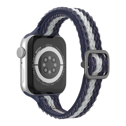 Wave Small Waist Nylon Watch Band For Apple Watch Series 9&8&7 41mm / SE 3&SE 2&6&SE&5&4 40mm / 3&2&1 38mm(Blue White)-garmade.com
