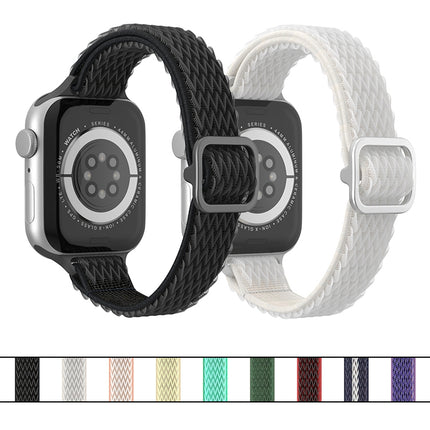 Wave Small Waist Nylon Watch Band For Apple Watch Series 9&8&7 41mm / SE 3&SE 2&6&SE&5&4 40mm / 3&2&1 38mm(Army Green)-garmade.com