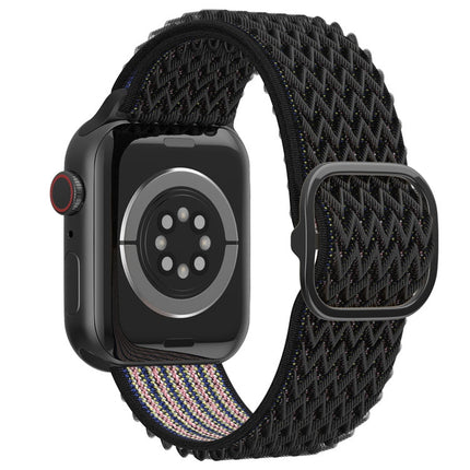 Wave Nylon Watch Band For Apple Watch Ultra 49mm&Watch Ultra 2 49mm / Series 9&8&7 45mm / SE 3&SE 2&6&SE&5&4 44mm / 3&2&1 42mm(Obsidian Black)-garmade.com