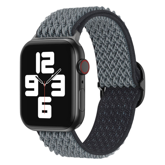 Wave Nylon Watch Band For Apple Watch Ultra 49mm&Watch Ultra 2 49mm / Series 9&8&7 45mm / SE 3&SE 2&6&SE&5&4 44mm / 3&2&1 42mm(Grey)-garmade.com