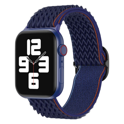 Wave Nylon Watch Band For Apple Watch Ultra 49mm&Watch Ultra 2 49mm / Series 9&8&7 45mm / SE 3&SE 2&6&SE&5&4 44mm / 3&2&1 42mm(Navy Blue)-garmade.com