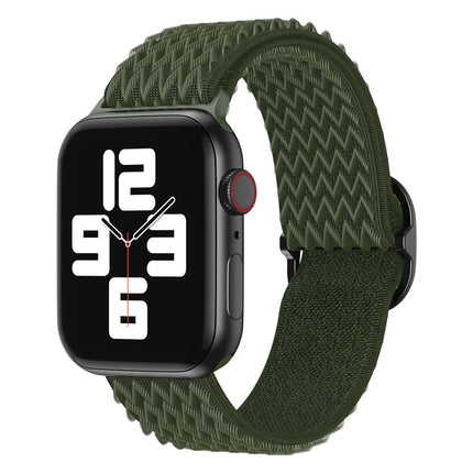 Wave Nylon Watch Band For Apple Watch Ultra 49mm&Watch Ultra 2 49mm / Series 9&8&7 45mm / SE 3&SE 2&6&SE&5&4 44mm / 3&2&1 42mm(Army Green)-garmade.com