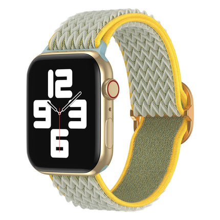 Wave Nylon Watch Band For Apple Watch Ultra 49mm&Watch Ultra 2 49mm / Series 9&8&7 45mm / SE 3&SE 2&6&SE&5&4 44mm / 3&2&1 42mm(Sunny)-garmade.com