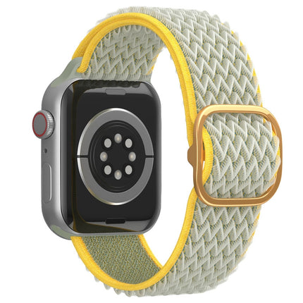 Wave Nylon Watch Band For Apple Watch Ultra 49mm&Watch Ultra 2 49mm / Series 9&8&7 45mm / SE 3&SE 2&6&SE&5&4 44mm / 3&2&1 42mm(Sunny)-garmade.com