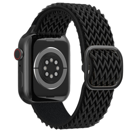 Wave Nylon Watch Band For Apple Watch Series 9&8&7 41mm / SE 3&SE 2&6&SE&5&4 40mm / 3&2&1 38mm(Black)-garmade.com