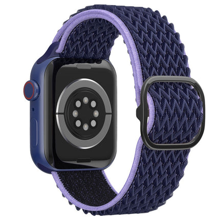 Wave Nylon Watch Band For Apple Watch Series 9&8&7 41mm / SE 3&SE 2&6&SE&5&4 40mm / 3&2&1 38mm(Midnight Blue Black)-garmade.com