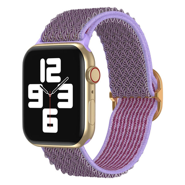 Wave Nylon Watch Band For Apple Watch Series 9&8&7 41mm / SE 3&SE 2&6&SE&5&4 40mm / 3&2&1 38mm(Purple)-garmade.com