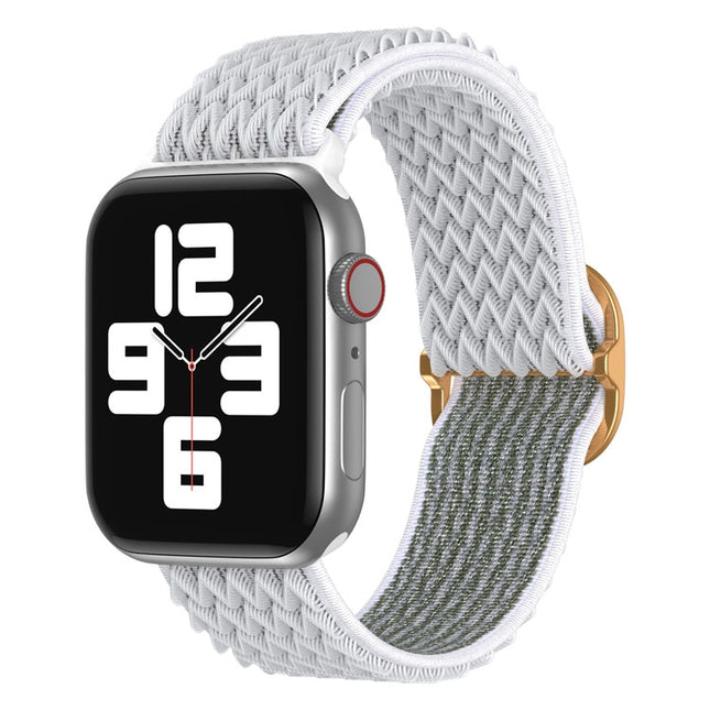 Wave Nylon Watch Band For Apple Watch Series 9&8&7 41mm / SE 3&SE 2&6&SE&5&4 40mm / 3&2&1 38mm(Sea Shell)-garmade.com