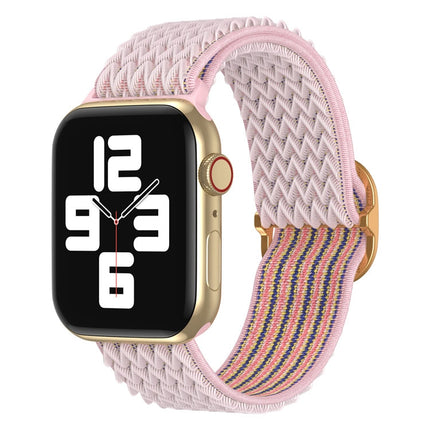 Wave Nylon Watch Band For Apple Watch Series 9&8&7 41mm / SE 3&SE 2&6&SE&5&4 40mm / 3&2&1 38mm(Pink)-garmade.com