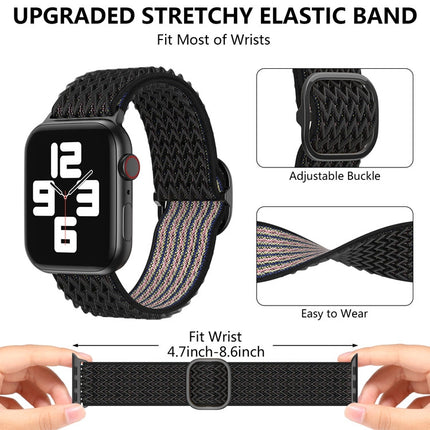 Wave Nylon Watch Band For Apple Watch Series 9&8&7 41mm / SE 3&SE 2&6&SE&5&4 40mm / 3&2&1 38mm(Sea Shell)-garmade.com