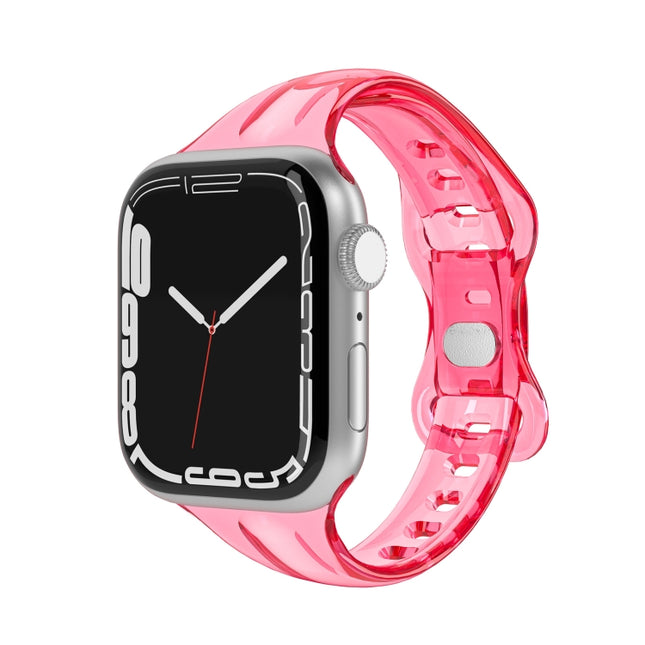 TPU 8-buckle Watch Band For Apple Watch Ultra 49mm&Watch Ultra 2 49mm / Series 9&8&7 45mm / SE 3&SE 2&6&SE&5&4 44mm / 3&2&1 42mm(Fluorescent Rose Red)-garmade.com