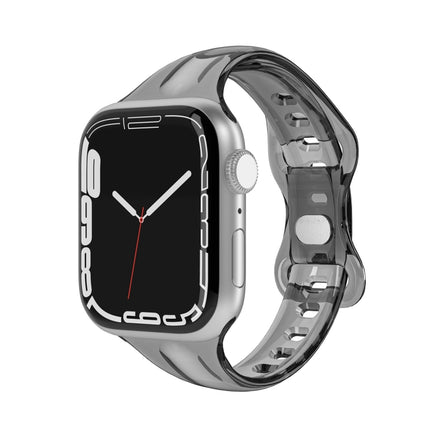 TPU 8-buckle Watch Band For Apple Watch Series 9&8&7 41mm / SE 3&SE 2&6&SE&5&4 40mm / 3&2&1 38mm(Transparent Black)-garmade.com