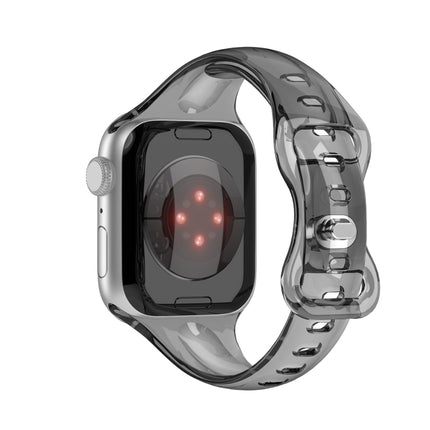 TPU 8-buckle Watch Band For Apple Watch Series 9&8&7 41mm / SE 3&SE 2&6&SE&5&4 40mm / 3&2&1 38mm(Transparent Black)-garmade.com