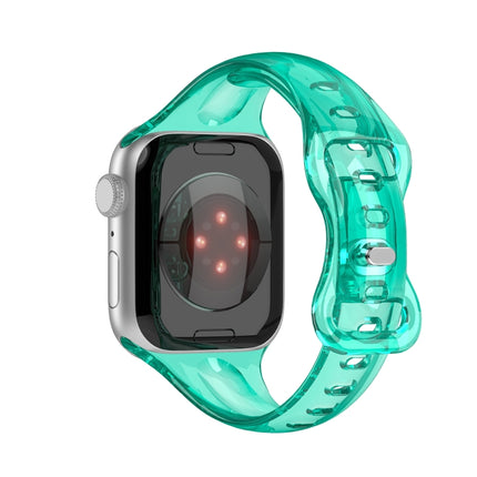 TPU 8-buckle Watch Band For Apple Watch Series 9&8&7 41mm / SE 3&SE 2&6&SE&5&4 40mm / 3&2&1 38mm(Transparent Cyan)-garmade.com