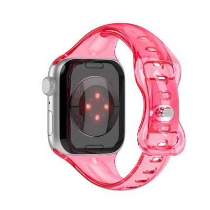 TPU 8-buckle Watch Band For Apple Watch Series 9&8&7 41mm / SE 3&SE 2&6&SE&5&4 40mm / 3&2&1 38mm(Fluorescent Rose Red)-garmade.com