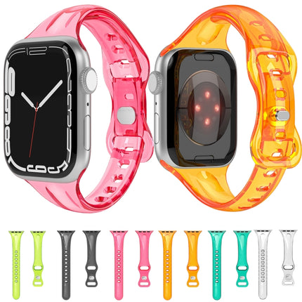 TPU 8-buckle Watch Band For Apple Watch Series 9&8&7 41mm / SE 3&SE 2&6&SE&5&4 40mm / 3&2&1 38mm(Fluorescent Rose Red)-garmade.com