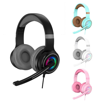 Y20 LED Bass Stereo PC Wired Gaming Headset with Microphone(Pink)-garmade.com