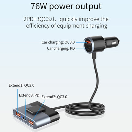 SC03 76W Output PD / QC3.0 Fast Charge Extended Car Charger-garmade.com