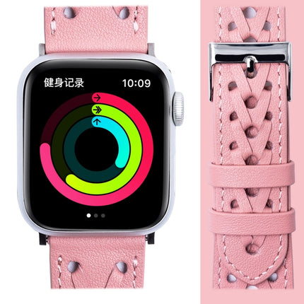 Genuine Leather Woven Watch Strap For Apple Watch Ultra 49mm&Watch Ultra 2 49mm / Series 9&8&7 45mm / SE 3&SE 2&6&SE&5&4 44mm / 3&2&1 42mm(Pink)-garmade.com