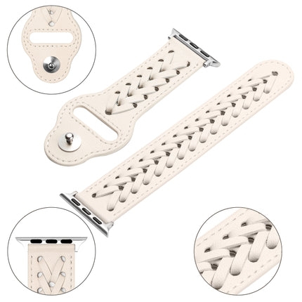 Woven Watch Strap For Apple Watch Ultra 49mm&Watch Ultra 2 49mm / Series 9&8&7 45mm / SE 3&SE 2&6&SE&5&4 44mm / 3&2&1 42mm(White)-garmade.com