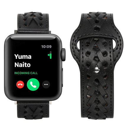 Woven Watch Strap For Apple Watch Ultra 49mm&Watch Ultra 2 49mm / Series 9&8&7 45mm / SE 3&SE 2&6&SE&5&4 44mm / 3&2&1 42mm(Black)-garmade.com