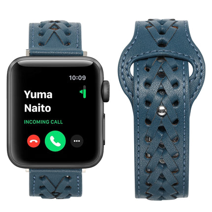 Woven Watch Strap For Apple Watch Ultra 49mm&Watch Ultra 2 49mm / Series 9&8&7 45mm / SE 3&SE 2&6&SE&5&4 44mm / 3&2&1 42mm(Blue)-garmade.com