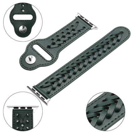 Woven Watch Strap For Apple Watch Ultra 49mm&Watch Ultra 2 49mm / Series 9&8&7 45mm / SE 3&SE 2&6&SE&5&4 44mm / 3&2&1 42mm(Green)-garmade.com