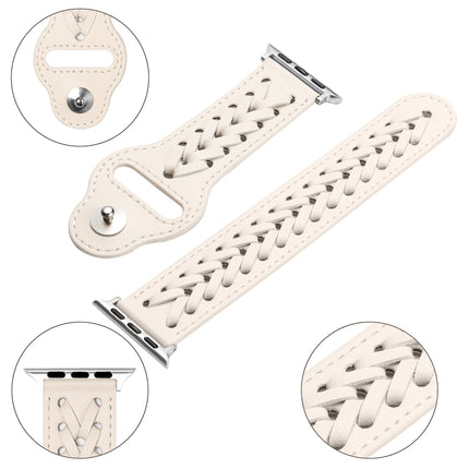 Woven Watch Strap For Apple Watch Series 9&8&7 41mm / SE 3&SE 2&6&SE&5&4 40mm / 3&2&1 38mm(White)-garmade.com