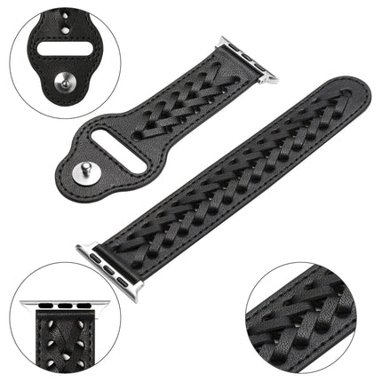 Woven Watch Strap For Apple Watch Series 9&8&7 41mm / SE 3&SE 2&6&SE&5&4 40mm / 3&2&1 38mm(Black)-garmade.com