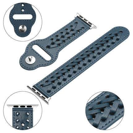 Woven Watch Strap For Apple Watch Series 9&8&7 41mm / SE 3&SE 2&6&SE&5&4 40mm / 3&2&1 38mm(Blue)-garmade.com