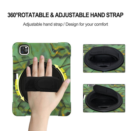360 Degree Rotation Silicone Protective Cover with Holder & Hand Strap & Long Strap & Pencil Slot For iPad Air 10.9 / Pro 11 2021 / 2020 / 2018(Army Green)-garmade.com