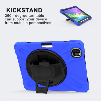 360 Degree Rotation Silicone Protective Cover with Holder & Hand Strap & Long Strap & Pencil Slot For iPad Air 10.9 / Pro 11 2021 / 2020 / 2018(Blue)-garmade.com