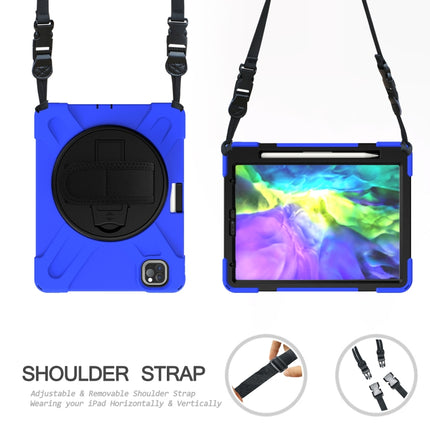 360 Degree Rotation Silicone Protective Cover with Holder & Hand Strap & Long Strap & Pencil Slot For iPad Air 10.9 / Pro 11 2021 / 2020 / 2018(Blue)-garmade.com
