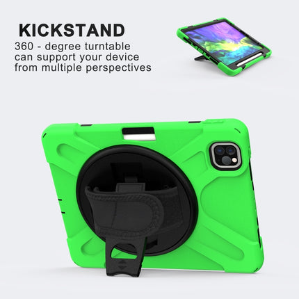 360 Degree Rotation Silicone Protective Cover with Holder & Hand Strap & Long Strap & Pencil Slot For iPad Air 10.9 / Pro 11 2021 / 2020 / 2018(Green)-garmade.com