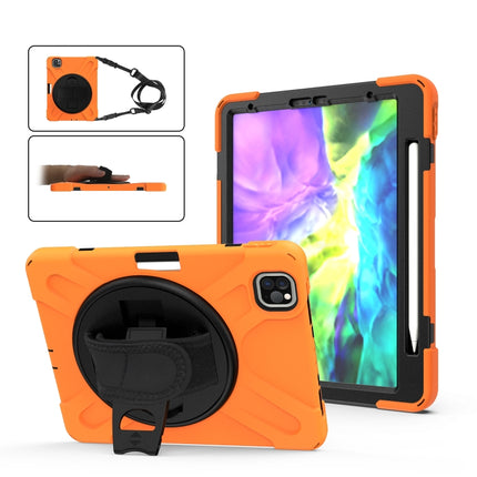 360 Degree Rotation Silicone Protective Cover with Holder & Hand Strap & Long Strap & Pencil Slot For iPad Air 10.9 / Pro 11 2021 / 2020 / 2018(Orange)-garmade.com