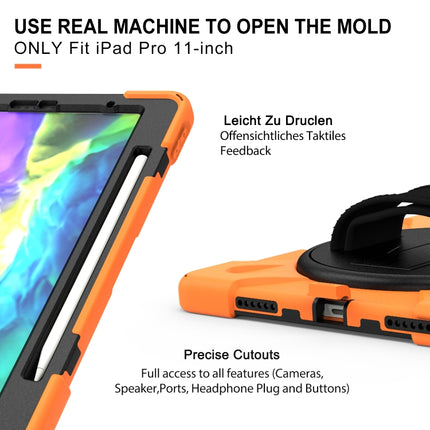 360 Degree Rotation Silicone Protective Cover with Holder & Hand Strap & Long Strap & Pencil Slot For iPad Air 10.9 / Pro 11 2021 / 2020 / 2018(Orange)-garmade.com