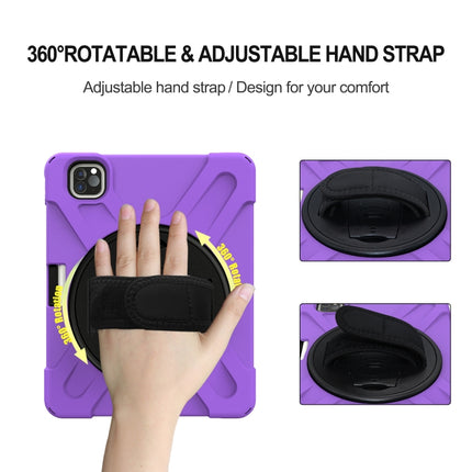 360 Degree Rotation Silicone Protective Cover with Holder & Hand Strap & Long Strap & Pencil Slot For iPad Air 10.9 / Pro 11 2021 / 2020 / 2018(Purple)-garmade.com