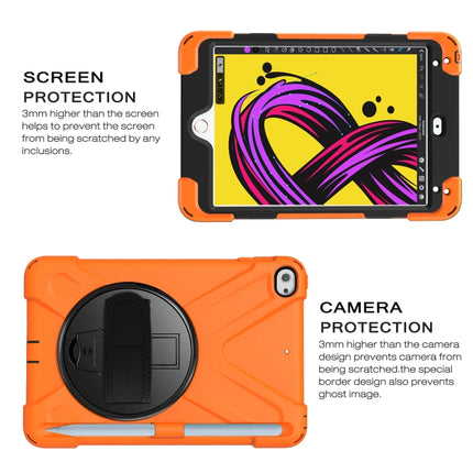 For iPad Mini 5 360 Degree Rotation Silicone Protective Cover with Holder & Hand Strap & Long Strap & Pencil Slot(Orange)-garmade.com