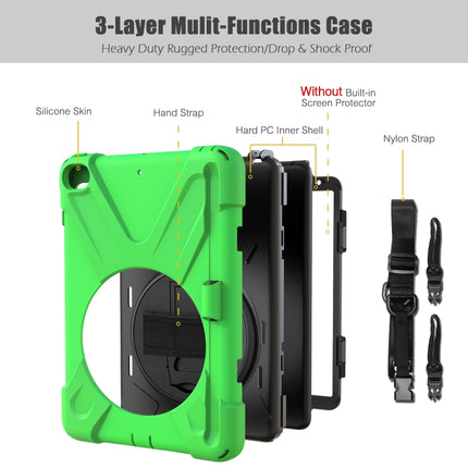 For iPad Mini 5 360 Degree Rotation Silicone Protective Cover with Holder & Hand Strap & Long Strap & Pencil Slot(Grenn)-garmade.com