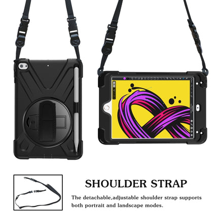 For iPad Mini 5 360 Degree Rotation Silicone Protective Cover with Holder & Hand Strap & Long Strap & Pencil Slot(Black)-garmade.com
