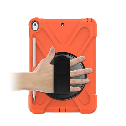 For iPad Pro 10.5 360 Degree Rotation Silicone Protective Cover with Holder & Hand Strap & Long Strap & Pencil Slot(Orange)-garmade.com