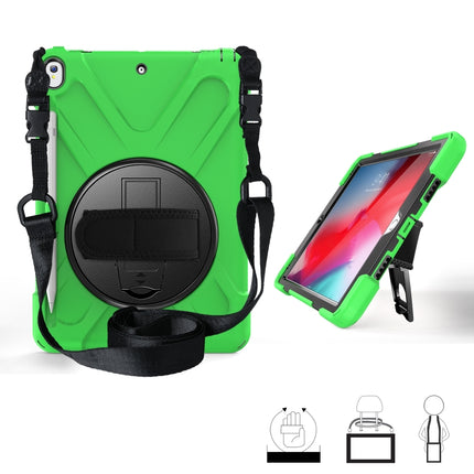For iPad Pro 10.5 360 Degree Rotation Silicone Protective Cover with Holder & Hand Strap & Long Strap & Pencil Slot(Grenn)-garmade.com