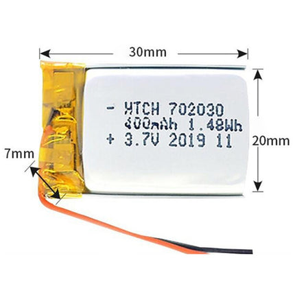 2pcs 702030 400mAh Li-Polymer Battery Replacement-garmade.com